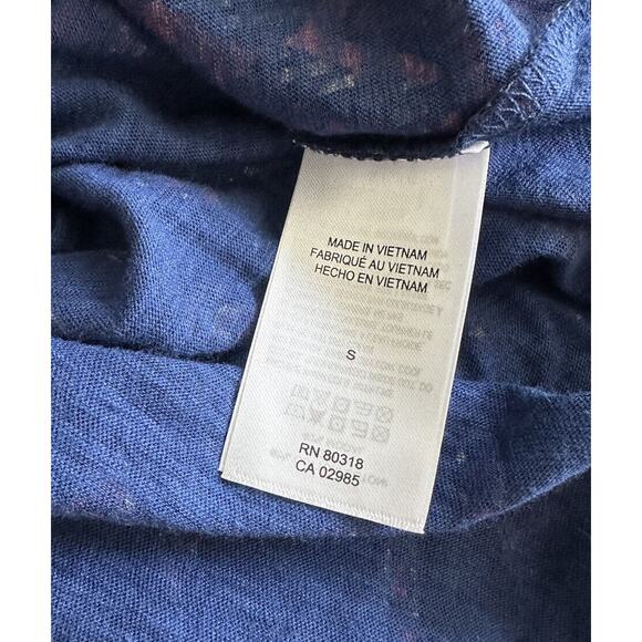 New Lucky Brand Ikat Blue Short Sleeve Twist Knot Back Keyhole Shirt Small - Picture 6 of 7